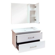 Зеркальный шкаф 100х80 см белый глянец Comforty Неаполь 00004139023