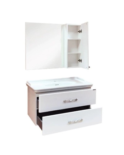 Зеркальный шкаф 100х80 см белый глянец Comforty Неаполь 00004139023