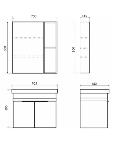 Зеркальный шкаф Comforty Соло 70 00-00011589 Дуб темно-коричневый