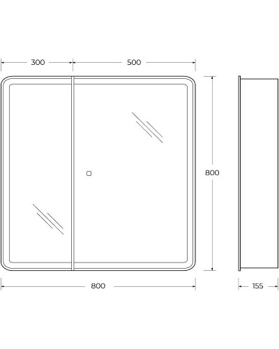 Зеркальный шкаф BelBagno Marino 80 SPC-MAR-800/800-2A-LED-TCH с подсветкой Белый