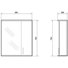 Зеркальный шкаф 50х76 см белый глянец Orange Диана Di-50ZS