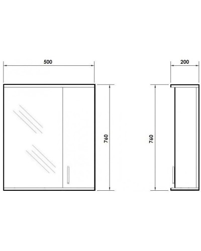 Зеркальный шкаф 50х76 см белый глянец Orange Диана Di-50ZS