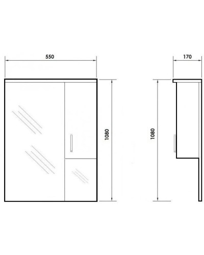 Зеркальный шкаф 55х108 см белый глянец Orange Стиль St-55ZS