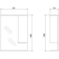 Зеркальный шкаф 57х108 см белый глянец Orange Глория Gl-60ZS