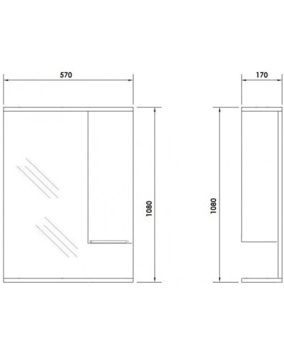 Зеркальный шкаф 57х108 см белый глянец Orange Глория Gl-60ZS