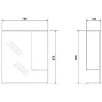 Зеркальный шкаф 75х87 см белый глянец Orange Глория Gl-75ZS