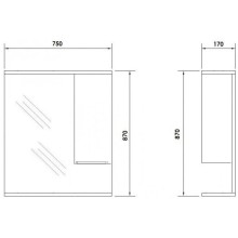 Зеркальный шкаф 75х87 см белый глянец Orange Глория Gl-75ZS