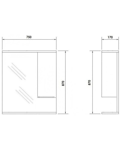 Зеркальный шкаф 75х87 см белый глянец Orange Глория Gl-75ZS