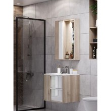 Зеркальный шкаф 60х85,2 см белый глянец/дуб эврика Акватон Бостон 1A240202BN010