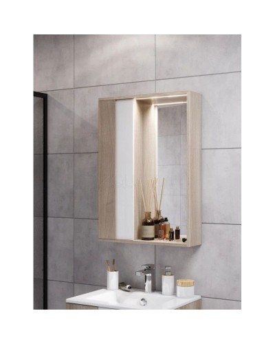 Зеркальный шкаф 60х85,2 см белый глянец/дуб эврика Акватон Бостон 1A240202BN010