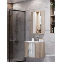 Зеркальный шкаф 75х85,2 см белый глянец/дуб эврика Акватон Бостон 1A240302BN010