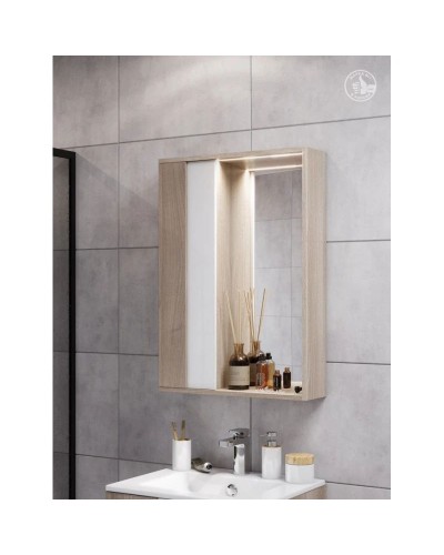 Зеркальный шкаф 75х85,2 см белый глянец/дуб эврика Акватон Бостон 1A240302BN010