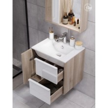 Зеркальный шкаф 75х85,2 см белый глянец/дуб эврика Акватон Бостон 1A240302BN010