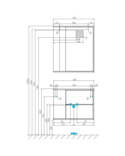 Зеркальный шкаф 75х85,2 см белый глянец/дуб эврика Акватон Бостон 1A240302BN010