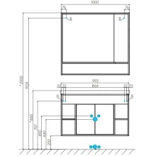 Зеркальный шкаф 100х91 см белый глянец/дуб крафт Акватон Флай 1A237802FAX10