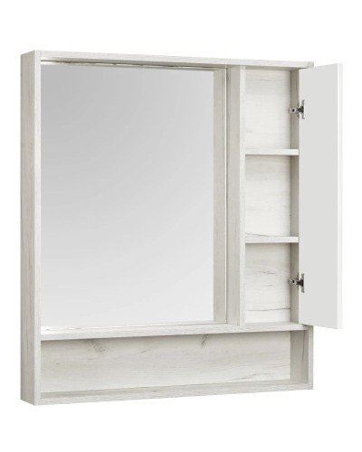 Зеркальный шкаф 80х91 см белый глянец/дуб крафт Акватон Флай 1A237702FAX10