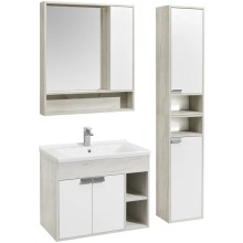 Зеркальный шкаф 80х91 см белый глянец/дуб крафт Акватон Флай 1A237702FAX10