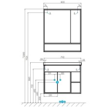 Зеркальный шкаф 80х91 см белый глянец/дуб крафт Акватон Флай 1A237702FAX10