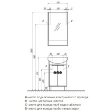 Зеркальный шкаф 51х86 см белый глянец/ясень фабрик Акватон Рико 1A212302RIB90