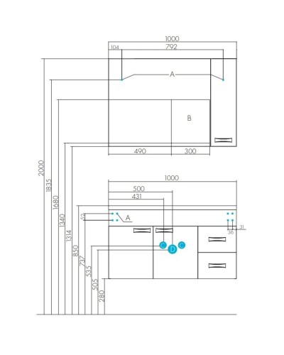 Зеркальный шкаф 100х86,8 см белый глянец R Акватон Диор 1A167902DR01R