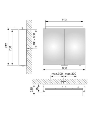 Зеркальный шкаф 80х74,2 см KEUCO Royal L1 13603171302