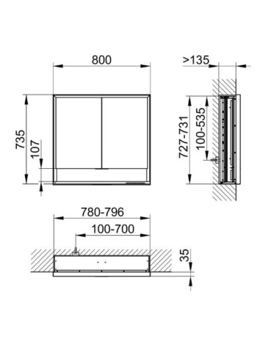 Зеркальный шкаф 80х73,5 см KEUCO Royal Lumos 14312171301