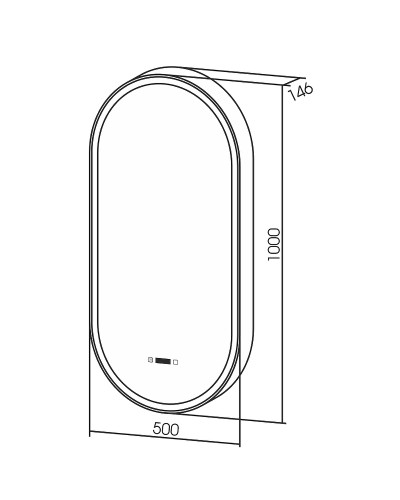 Зеркальный шкаф Abber Kontur 50 AG6339SWHB с подсветкой Черный