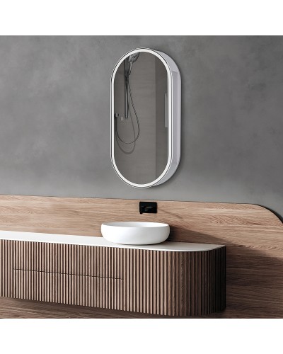 Зеркальный шкаф Abber Kontur 50 AG6339S с подсветкой Белый