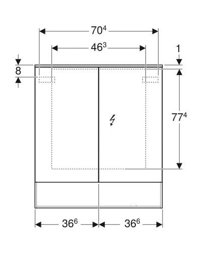 Зеркальный шкаф 74х83 см дуб мистик Geberit Acanto 500.645.00.2