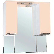 Зеркальный шкаф 90х100 см бежевый глянец/белый глянец Bellezza Альфа 4618815000076