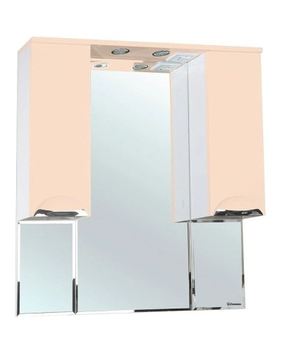 Зеркальный шкаф 90х100 см бежевый глянец/белый глянец Bellezza Альфа 4618815000076