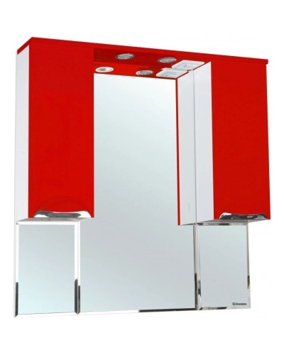 Зеркальный шкаф 90х100 см красный глянец/белый глянец Bellezza Альфа 4618815000038