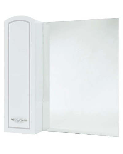 Зеркальный шкаф 68х80 см белый глянец серебряная патина L Bellezza Амелия 4610311002394