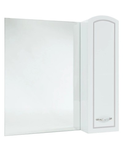 Зеркальный шкаф 68х80 см белый глянец серебряная патина R Bellezza Амелия 4610311001397