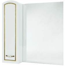 Зеркальный шкаф 78х80 см белый глянец золотая патина L Bellezza Амелия 4610313002385