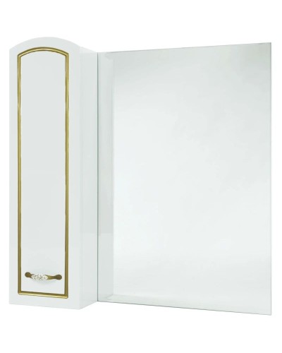 Зеркальный шкаф 78х80 см белый глянец золотая патина L Bellezza Амелия 4610313002385