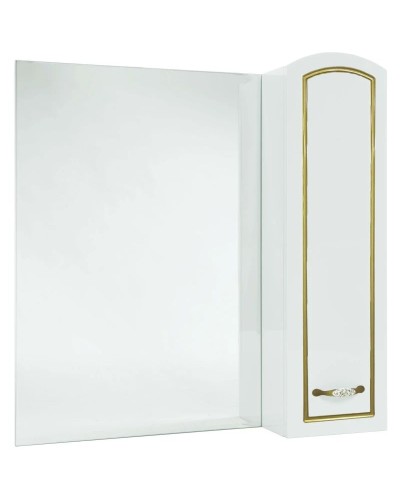 Зеркальный шкаф 78х80 см белый глянец золотая патина R Bellezza Амелия 4610313001388