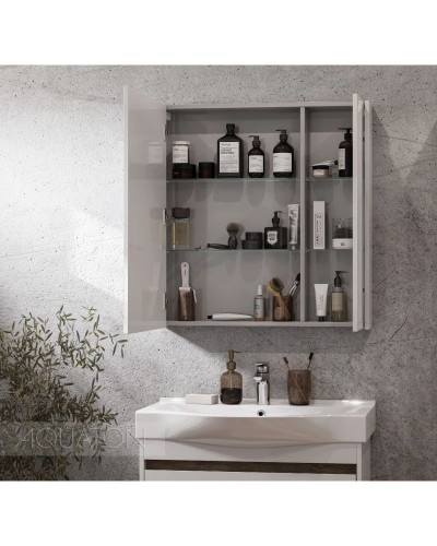 Зеркальный шкаф 80х81 см белый глянец L Акватон Нортон 1A249202NT010
