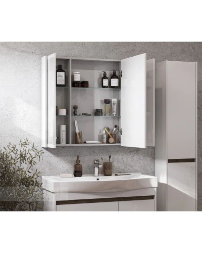 Зеркальный шкаф 100х81 см белый глянец Акватон Нортон 1A249302NT010