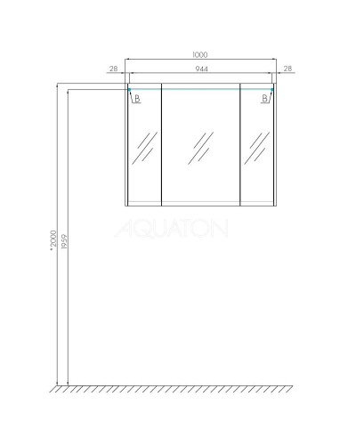 Зеркальный шкаф 100х81 см белый глянец Акватон Нортон 1A249302NT010