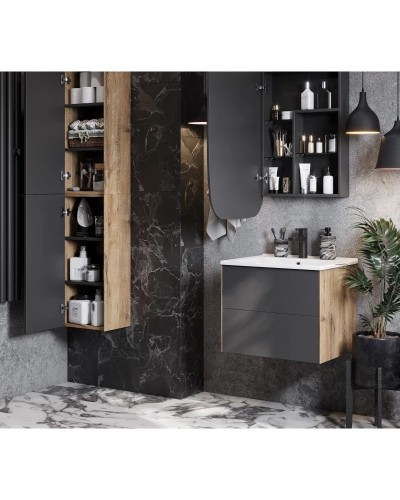 Зеркальный шкаф 60х96 см графит L Акватон Сохо 1A258302AJA0L