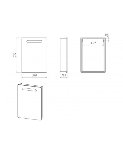 Ирис - 50 Зеркальный шкаф со светом (прав.)