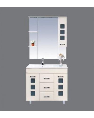 Квадро - 90 Зеркало - шкаф прав. (свет) БЕЖ