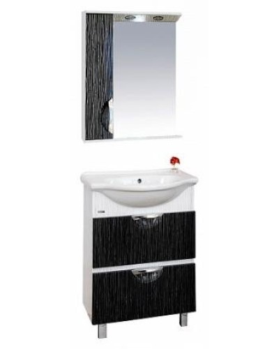 Лорд - 65 зеркало-шкаф (свет) лев.(комб.бело-черн)