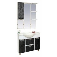 Лорд - 85 зеркало-шкаф (свет) лев.(комб.бело-черн)