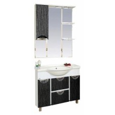 Лорд - 85 зеркало-шкаф (свет) лев.(комб.бело-черн)