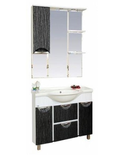 Лорд - 85 зеркало-шкаф (свет) лев.(комб.бело-черн)