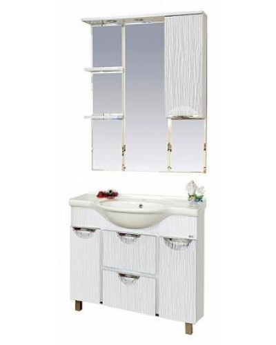 Лорд - 85 зеркало-шкаф (свет) прав.(белая пленка )