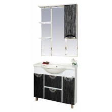 Лорд - 85 зеркало-шкаф (свет) прав.(комб.бело-черн