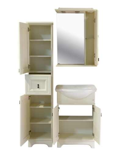 Лувр - 60 Зеркало со шкафчиком, прав., слоновая кость